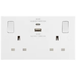 WH SQ 13A 2G SW SKT + USB A+C 45W
