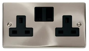 2 Gang 13A DP Switched Socket Outlet - Black