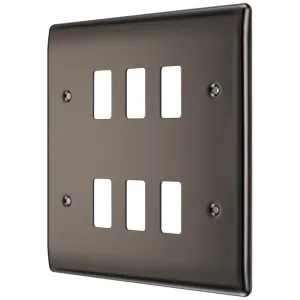 GRID FRONT PLATE MTL NX - BLACK NICKEL - 6 GANG