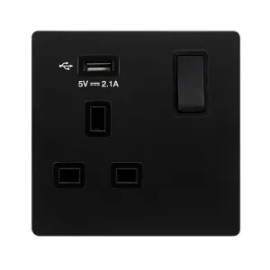 13A INGOT 1 GANG SWITCHED SOCKET WITH 2.1A USB OUT