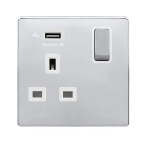 13A INGOT 1 GANG SWITCHED SOCKET WITH 2.1A USB OUT