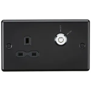 13A DP Key Lockable Socket (2G Plate) -  Matt Blac