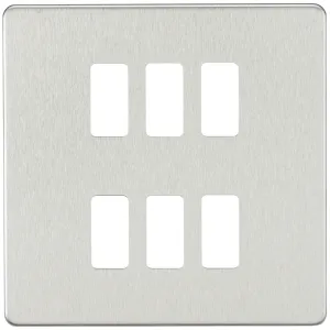 Screwless 6G grid faceplate - brushed chrome