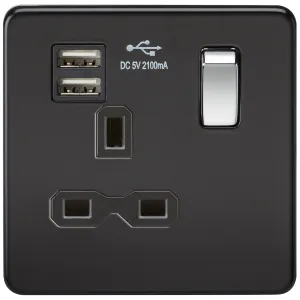 13A 1G SP Switched Socket with Dual USB A+A (5V DC