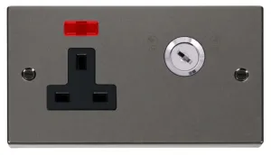 13A 1 Gang DP Key Lockable Socket With Neon