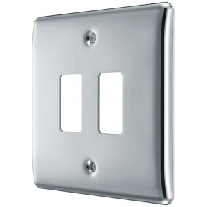 GRID FRONT PLATE METAL NEXUS - CHROME - 2 GANG