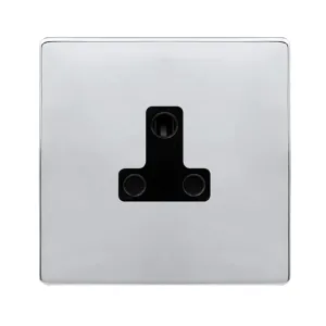 5A ROUND PIN SOCKET - POLISHED CHROME COVER PLATE