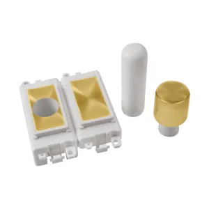 2 Module Dimmer Mounting Kit - White - Satin Brass