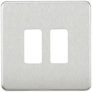 Screwless 2G grid faceplate - brushed chrome