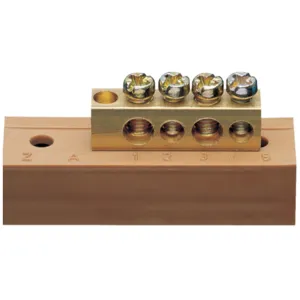 Brass terminal, 2x10mm-/2x16mm-, Phase