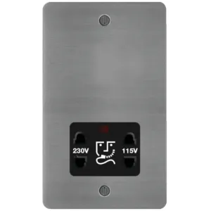 115/230V SHAVER OUTLET BRUSHED STEEL BK