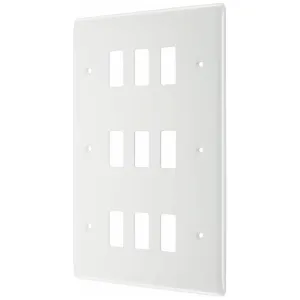 GRID FRONT PLATE NEXUS - WHITE MOULDED - 9 GANG