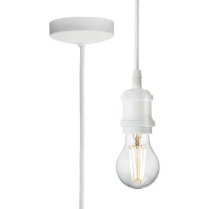 1.8m E27 Vintage Pendant Set - Matt White