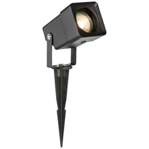 230V IP65 GU10 Square Spike Light - Black