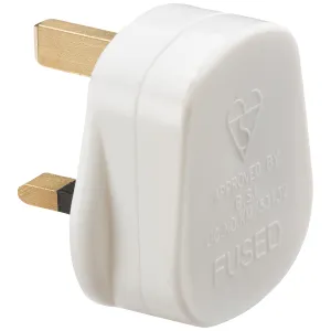 13A Plug Top with 13A fuse - White (Screw Cord Gri