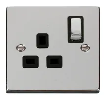 1 Gang 13A DP 'Ingot' Switched Socket Outlet - Bla