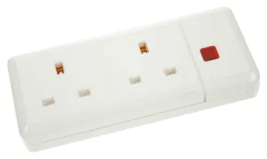 13A 2 Gang Trailing Socket + Neon - White