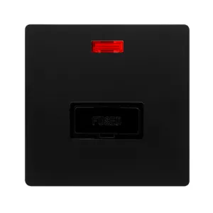 13A FUSED CONNECTION UNIT WITH NEON - MATT BLACK C