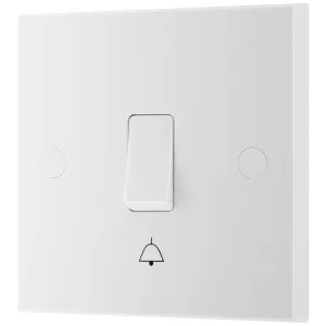 WHITE MOULDED SQUARE EDGE BELL PUSH SWITCH, 10A 1