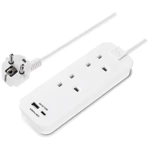 2 SKT EU TRAVEL EXT LEAD + 2 X USB (A+C)