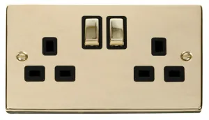 2 Gang 13A DP 'Ingot' Switched Socket Outlet - Bla