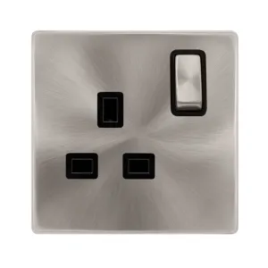 13A INGOT 1 GANG DP SWITCHED SOCKET - BRUSHED STEE