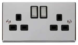 2 Gang 13A DP 'Ingot' Switched Socket Outlet - Bla