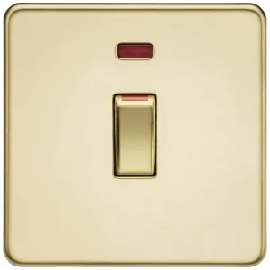 45A DP Switch with Neon (1G size) - Polished Brass