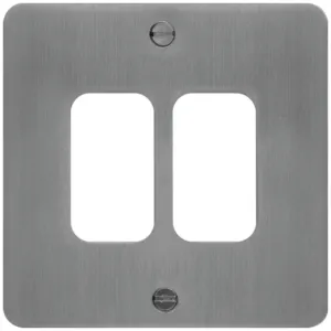 GRID FRONT PLATE 1 X 2 BRUSHED STEEL