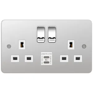 13A 2G DP Sw.Socket USB C+C PD PSW Flat