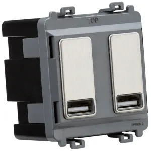 Dual USB charger module (2 x grid positions) 5V 2.