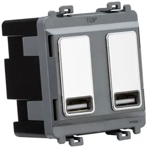 Dual USB charger module (2 x grid positions) 5V 2.