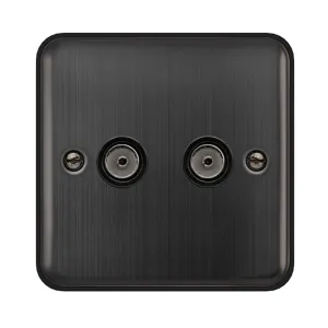 TWIN NON-ISOLATED COAXIAL OUTLET - MATT BRONZE - B