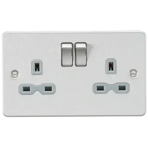 13A 2G DP Switched Socket with Twin Earths - Brush