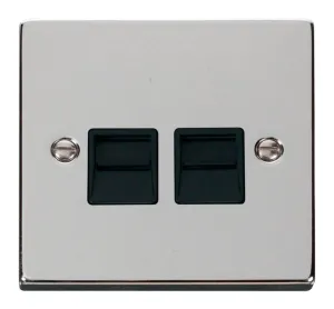 Twin Telephone Socket Outlet Master - Black