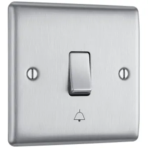 NEXUS METAL BRUSHED STEEL BELL PUSH SWITCH, 10A