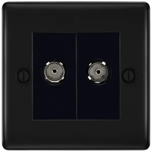 NEXUS METAL MATT BLACK DOUBLE SOCKET FOR TV OR FM