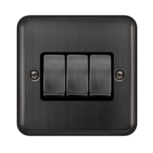 10AX INGOT 3 GANG 2 WAY PLATE SWITCH - MATT BRONZE