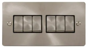 Ingot 10AX 6 Gang 2 Way Switch  - Black