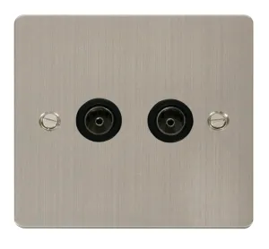 2 Gang Coaxial Socket  - Black
