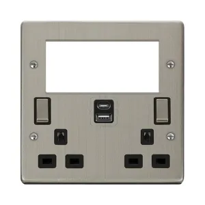 2 GANG 3 PIN SAFETY SHUTTER TYPE A & C USB SWITCHE