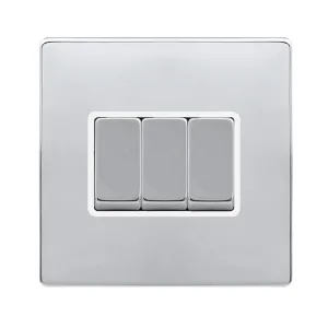 10AX INGOT 3 GANG 2 WAY SWITCH - POLISHED CHROME C