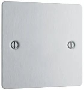 SCREWED FLATPLATE BRUSHED STEEL SINGLE BLANK PLATE