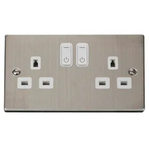 Socket, Deco 2 Gang Smart Swd Outlet, Zigbee White Insert