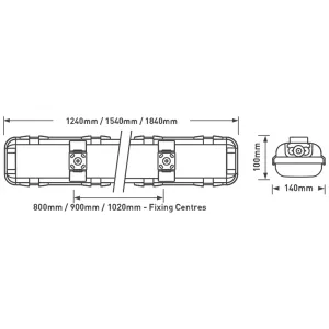 CLIMATE EXTRA TWIN  IP65 LINEAR 1840MM 8700LM 66W