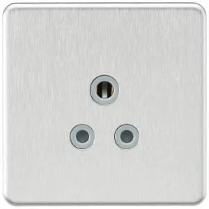 5A Unswitched Round Socket - Brushed Chrome with G