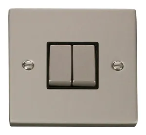 2 Gang 2 Way 'Ingot' 10AX Switch - Black