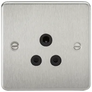 5A Unswitched Socket - Brushed Chrome with Black I