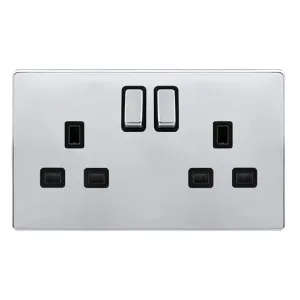 13A INGOT 2 GANG DP SWITCHED SOCKET - POLISHED CHR
