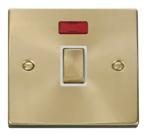 20A 1 Gang DP 'Ingot' Switch + Neon - White